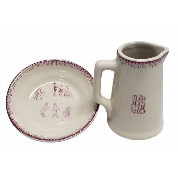 Moulin Roty Vintage Ceramic Child’s Play Tea Set | Mini Plate & Saucer Pitcher - Picture 2 of 5